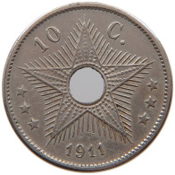 CONGO BELGIAN 10 CENTIMES 1911  #a062 0171 - 1910-1934: Albert I.