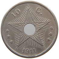 CONGO BELGIAN 10 CENTIMES 1911  #a062 0169 - 1910-1934: Albert I.