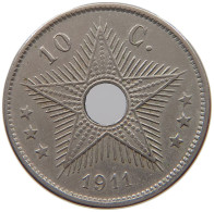 CONGO BELGIAN 10 CENTIMES 1911  #a062 0111 - 1910-1934: Alberto I