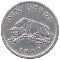 CONGO 10 SENGI 1967  #c035 0431 - Congo (República Democrática 1964-70)