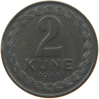 CROATIA 2 KUNE 1941  #t132 0545 - Croatie