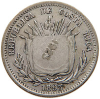 COSTA RICA 50 CENTIMOS 1923 COSTA RICA 50 CENTIMOS 1923 COUNTERSTAMP ON 25 CENTIMOS 1893 #t107 0287 - Costa Rica