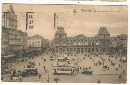 CPA, Belgique, N°21,,Bruxelles , La Gare Du Nord Et Place Rogier , Animée, Ed. Thill, 1924 - Cercanías, Ferrocarril