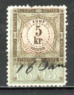 Autriche   Fiscal   Obl    ---      1893  --  Steuermarken  -  5 Kreuzer --  Belle Oblitération. - Revenue Stamps
