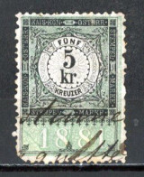 Autriche   Fiscal   Obl    ---      1881  --  Steuermarken  -  5 Kreuzer --  Belle Oblitération. - Revenue Stamps