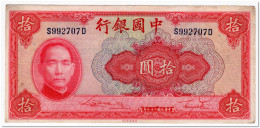 CHINA,10 YUAN,1940,P.85,VF+ - Chine