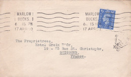 G-B- 1950--- Lettre MARLOW BUCKS  Pour Soissons-02 (France)-timbres ,cachet  Date  17- 4 -1950-- - Covers & Documents