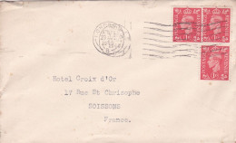 G-B- 1949--- Lettre LONDON  Pour Soissons-02 (France)-timbres ,cachet  Date  23- AUG -1949--oblitération Double - Lettres & Documents