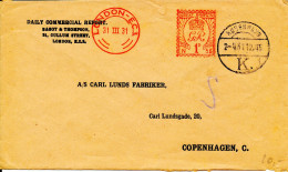 Great Britain Cover With Red Meter Cancel London 31-3-1931 Sent To Denmark - Storia Postale