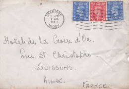 G-B- 1949--- Lettre UXBRIDGE  Pour Soissons-02 (France)-timbres ,cachet  Date  1- AUG -1949-- - Cartas & Documentos