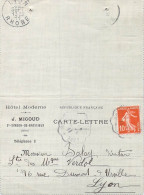 Carte Lettre Et Courier à En-tête Hôtel Moderne J.Micoud à Saint Siméon De Bressieux En Isère En 1911 - Straßenhandel Und Kleingewerbe