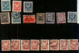 Pologne Timbre Taxe,  16 Oblitérés, 3 Neufs, Différentes Périodes, - Portomarken