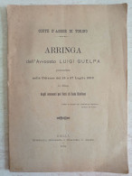 Corte D'Assise Di Torino Arringa Dell'avvocato Luigi Guelpa Pe Gli Accusati Dei Fatti Di Sala Biellese Biella 1896 - History, Biography, Philosophy