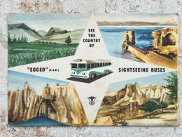 RARE POSTCARD POSTKARTE - SEE THE COUNTRY BY "EGGED" (E.S.D.) SIGHTSEEING BUSES. ISRAEL PALESTINE - Israel