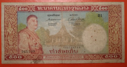 Banknote 500 Kip Laos Extremaly Rare 1957 - Laos