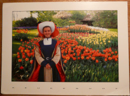 KEUKENHOF JEUNE FILLE EN COSTUME TRADITIONNEL DANS UN CHAMP DE TULIPES GRAND FORMAT - Lisse