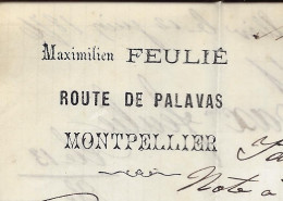 1876 ENTETE Maximilien Feulie Montpellier  Vente De Farine Pour Coste Floret à Agde V.SCANS - 1800 – 1899