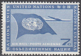 UNITED NATIONS NY   SCOTT NO C7  MNH     YEAR  1959 - Poste Aérienne