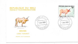 RÉPUBLIQUE DU MALI - PREMIER JOUR 5 JUIL 1982 BAMAKO BOVINS  -Lot De 5 Enveloppes) - Kühe