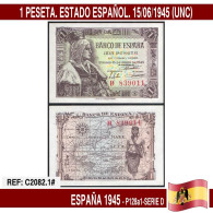 C2082.1# España 1945. 1 Pts. Estado Español (UNC) P-128a.1 - 1-2 Pesetas