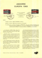 Andorre Français - Andorra Document 1969 Y&T N°DP194 à 195 - Michel N°PD214 à 215 (o) - EUROPA - Format A4 - Type 1(PTT) - Storia Postale