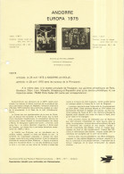 Andorre Français - Andorra Document 1975 Y&T N°DP243 à 244 - Michel N°PD264 à 265 ***- EUROPA - Format A4 - Type 1 (PTT) - Briefe U. Dokumente