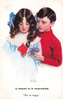 PEINTURES - TABLEAUX - Le Bouquet De La Réconciliation - Couple - Colorisé - Carte Postale Ancienne - Malerei & Gemälde