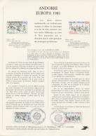 Andorre Français - Andorra Document 1981 Y&T N°DP292 à 293 - Michel N°PD313 à 314 (o)- EUROPA - Format A4 - Type 1 (PTT) - Storia Postale