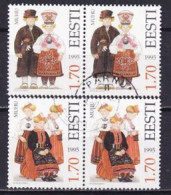 1995. Estonia. Muhu  Costumes. Used. Mi. Nr. 248-49 (pairs) - Estonie