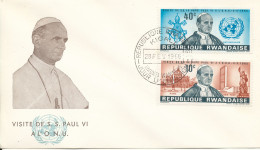 Rwanda FDC 28-2-1966 Visit Of POPE Johannes Paul VI With Cachet - 1962-1969