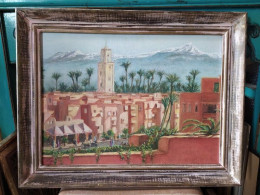 Tableau Orientaliste Peinture Maroc Marrakech XXème - Oleo