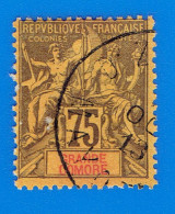 TIMBRE - COLONIES FRANCAISES - GRANDE COMORE - 75 C. N° 12 OBLITERE - Usati