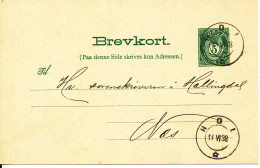 Norway Brevkort Lettercard 5 öre Green Hol 11-6-1898 Very Nice Card - Covers & Documents