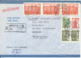 USSR Registered Air Mail Cover Sent To Denmark 25-5-1982 From The Embassy Of Thailand Moscow - Storia Postale