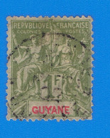 TIMBRE - COLONIES FRANCAISES - GUYANE - 1 F. N° 41 OBLITERE - Oblitérés