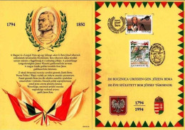 Delcampe - Hungary / Poland 1994. Josef Bem Stamps On Nice Souvenir Card ! - Maximumkarten (MC)