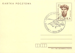 Delcampe - Postal Services Stationery Postcard Poland 1986 Swidnik Helicopter - Post & Briefboten