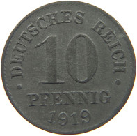 DEUTSCHES REICH 10 PFENNIG 1919  #c084 0891 - 10 Rentenpfennig & 10 Reichspfennig