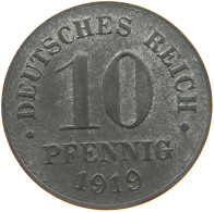 DEUTSCHES REICH 10 PFENNIG 1919  #c084 0873 - 10 Renten- & 10 Reichspfennig