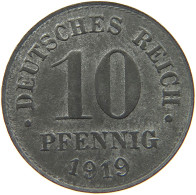 DEUTSCHES REICH 10 PFENNIG 1919  #c084 0861 - 10 Renten- & 10 Reichspfennig