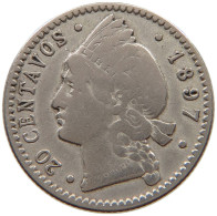 DOMINICAN REPUBLIC 20 CENTAVOS 1897  #t157 0693 - Dominicana