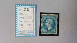 N° 22  20 Cts Bleu     Napoléon III Empire Franc 1862, Signé  Calves - 1862 Napoléon III.