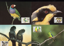 WWF MC Maxi Cards Complete Set Of 4 Australia 1998 Birds Fauna Parrot Honeyeater Cockatoo Finch - Cartes-maximum