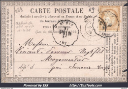 FRANCE N°55 SUR CP AVEC CONVOYEUR DE STATION SAINT DIÉ LIGNE 268 StD.LUN. - 1871-1875 Ceres