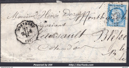 FRANCE N°60C SUR LETTRE AVEC CONVOYEUR DE STATION MONTBARD LIGNE 201 DIJ.LR. - 1871-1875 Ceres