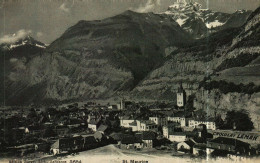 CPA  Suisse       SAINT-MAURICE   Vue Générale (Chocolat LEMAN Sur Une Toiture) - Saint-Maurice