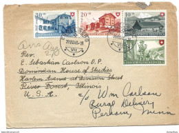 294 - 53 - Enveloppe Avec Série Pro Patria 1948 Envoyée D'Engelberg Ux USA 1948 - Brieven En Documenten