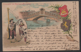 SOUVENIR DE VENISE A BRUXELLES / 1895 CARTE LITHO VOYAGEE  (ref CP934) - Panoramische Zichten, Meerdere Zichten