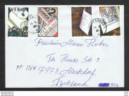 SWEDEN: 1990 COVERT WITH PAPER INDUSTRY S. CPL. 4 VAL. (1607/10) - TO GERMANY - Covers & Documents