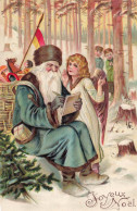 Santa Claus , Père Noël * CPA Illustrateur Gaufrée Embossed * Joyeux NOEL Joyeuse St Nicolas * Ange Angel Angelot - Kerstman